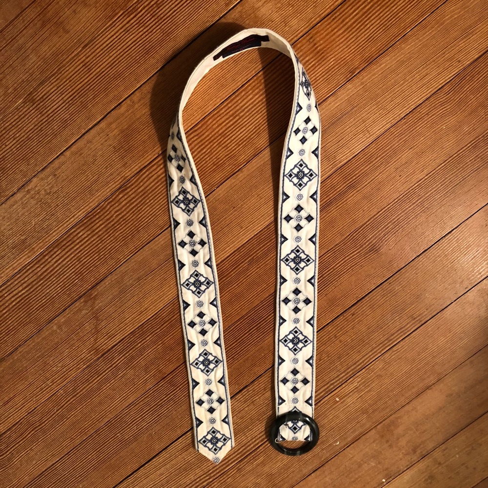 Navy, blue and white ribbon belt